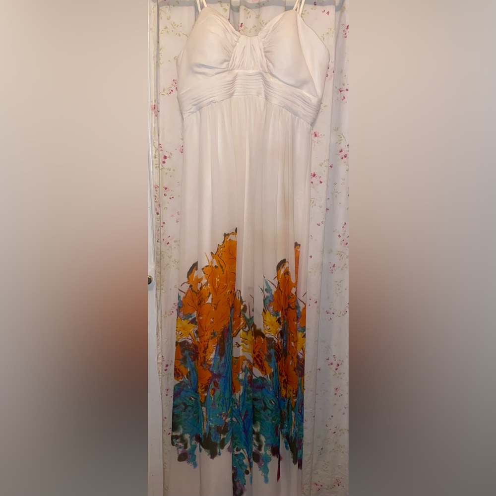 NWOT Gorgeous AQUA dresses formal full length lined gown. Lovely floral. Size 12
